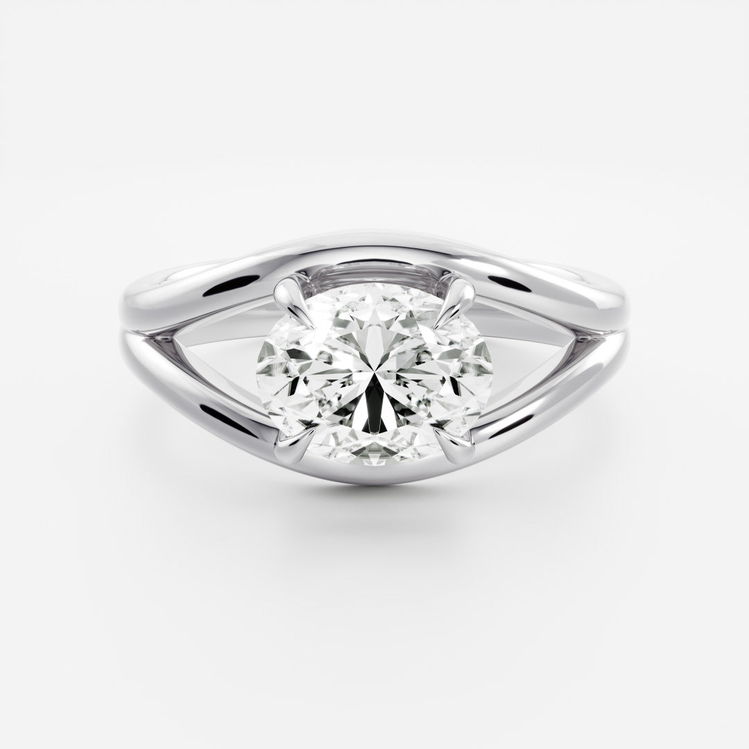2 CT East-West Oval: Split Shank Lab Grown Diamond