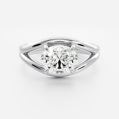 2 CT East-West Oval: Split Shank Lab Grown Diamond
