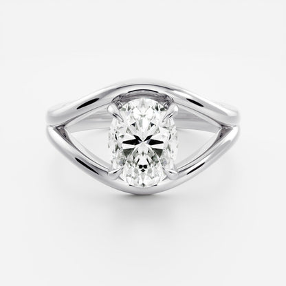 2 CT Oval: Split Shank Lab Grown Diamond Engagement Ring