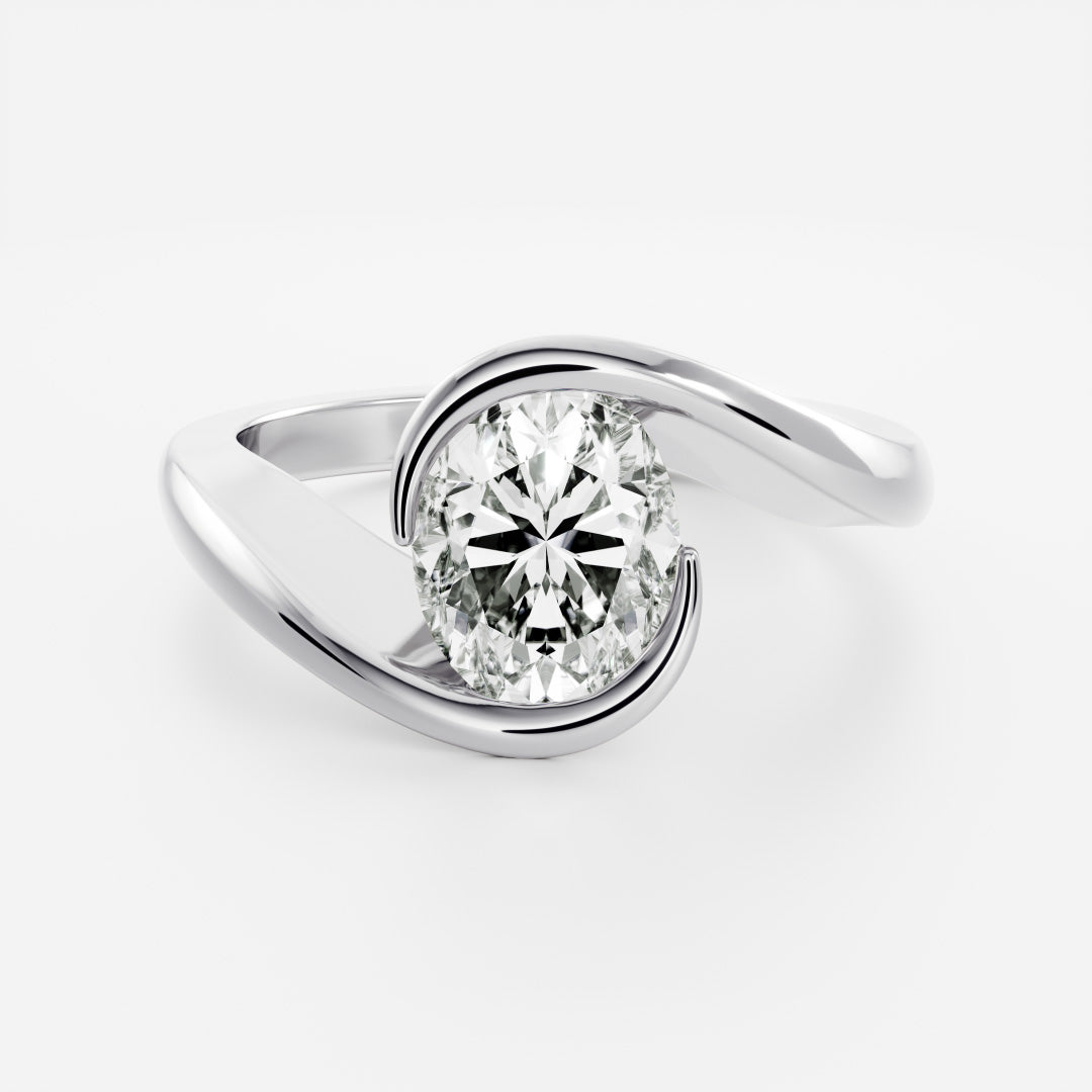 2 CT Oval: Solitaire Swirl Lab Grown Diamond