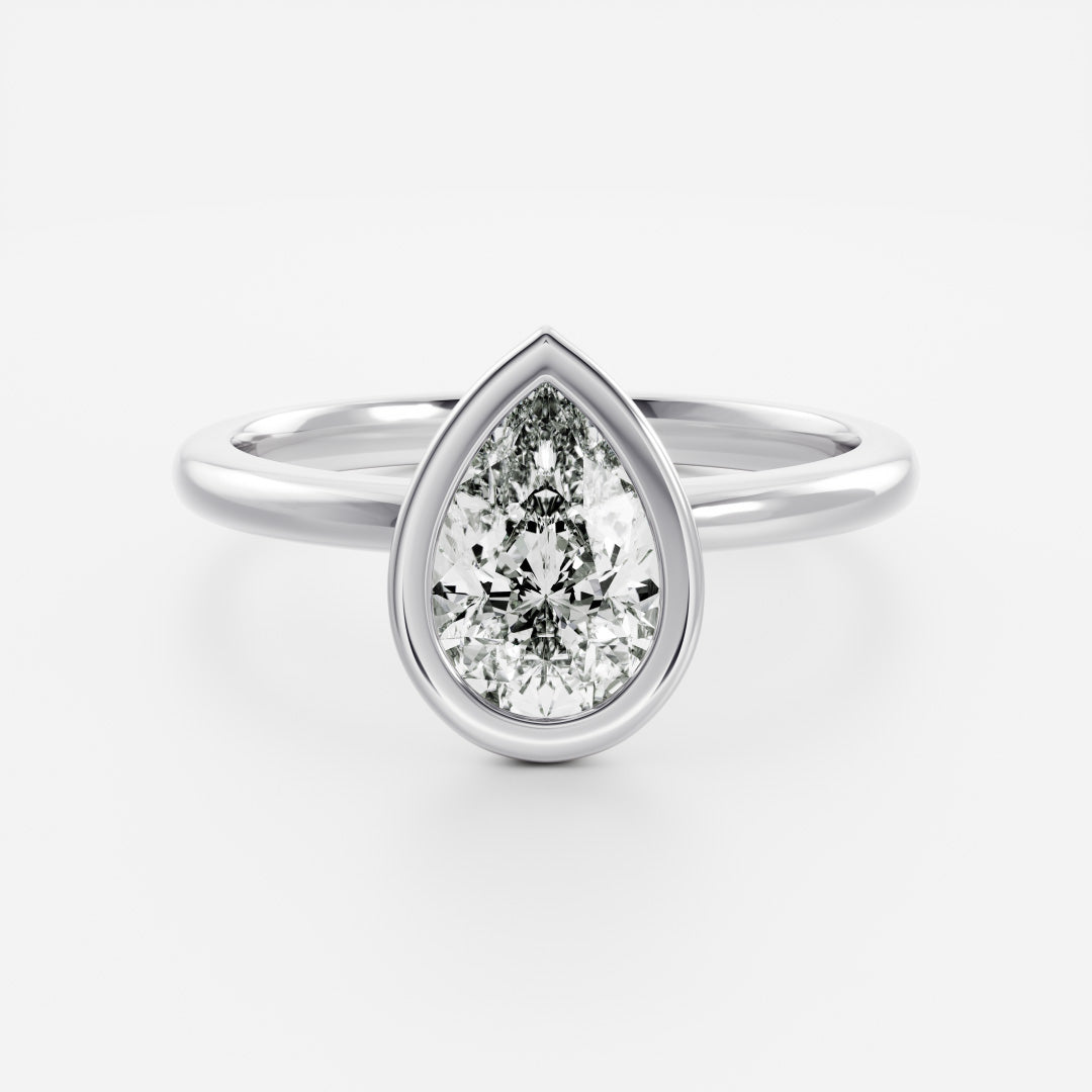 2 CT Pear: Bezel Lab Grown Diamond Engagement Ring