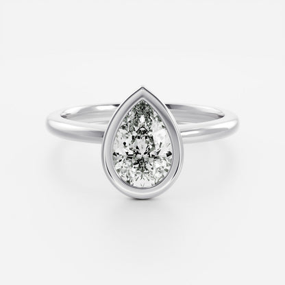 2 CT Pear: Bezel Lab Grown Diamond Engagement Ring