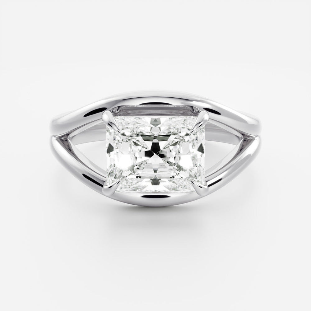 East-West Radiant: Split Shank Lab Grown Diamond Engagement Ring