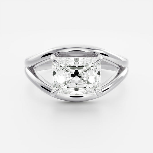 East-West Radiant: Split Shank Lab Grown Diamond Engagement Ring