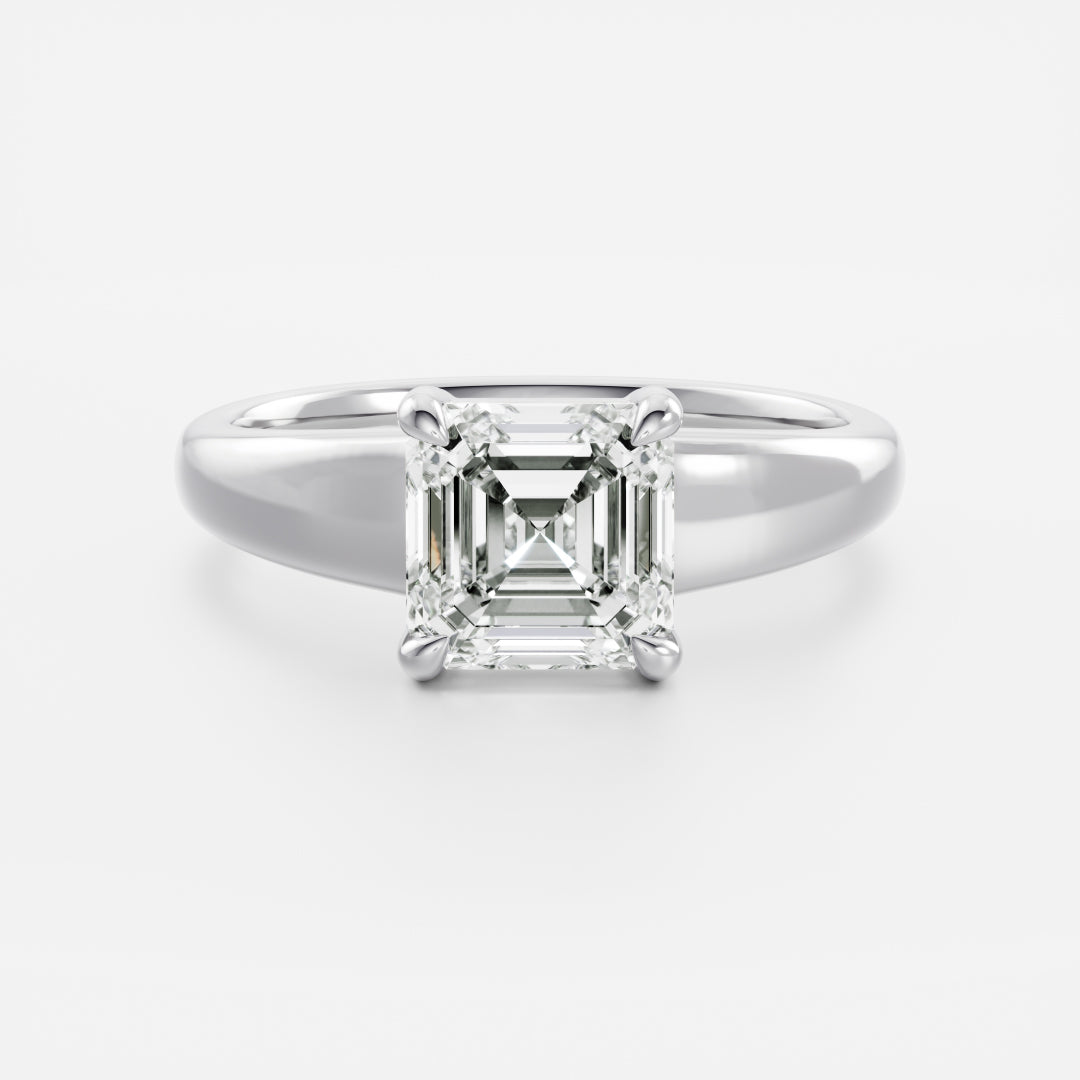 1.5 CT Asscher: Chunky Solitaire Lab Grown Diamond Engagement Ring