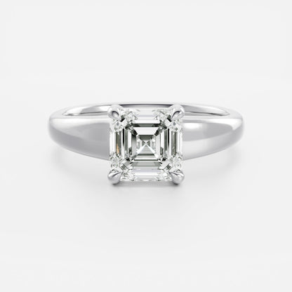 1.5 CT Asscher: Chunky Solitaire Lab Grown Diamond Engagement Ring