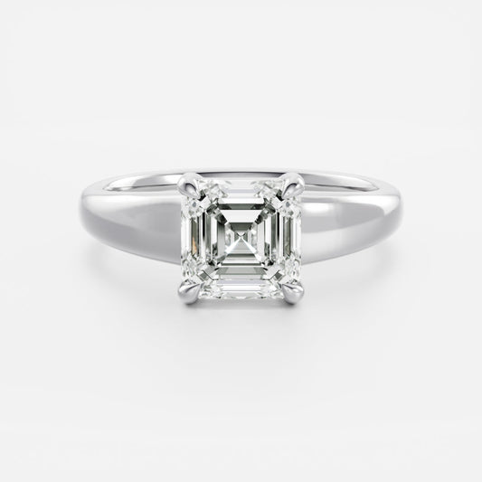 1.5 CT Asscher: Chunky Solitaire Lab Grown Diamond Engagement Ring