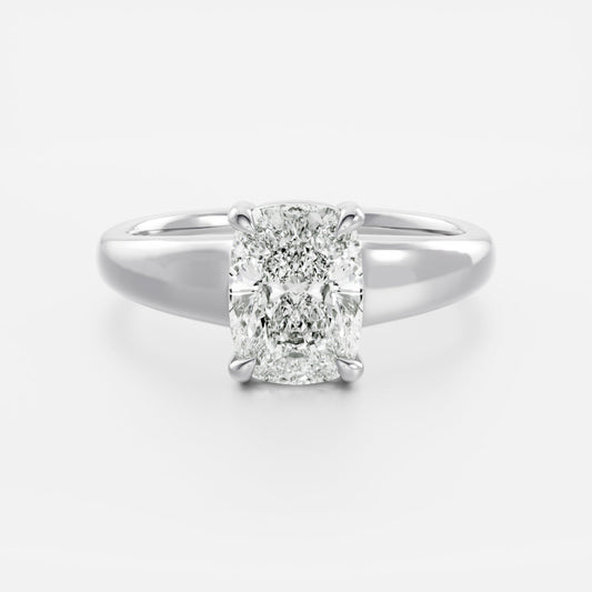 Elongated Cushion: Taper Solitaire Lab Grown Diamond Engagement Ring
