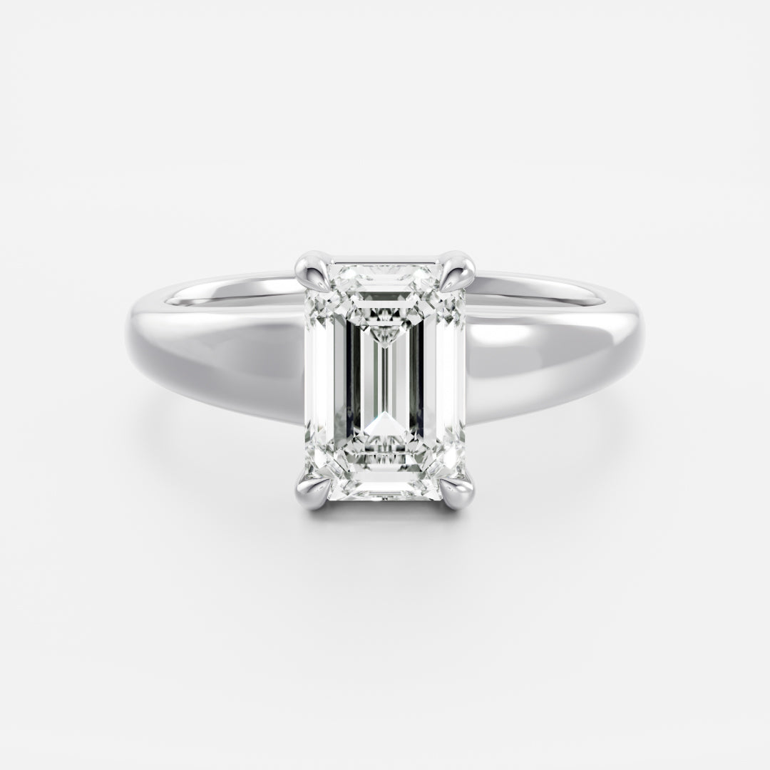 1.5 CT Emerald: Chunky Solitaire Lab Grown Diamond Engagement Ring