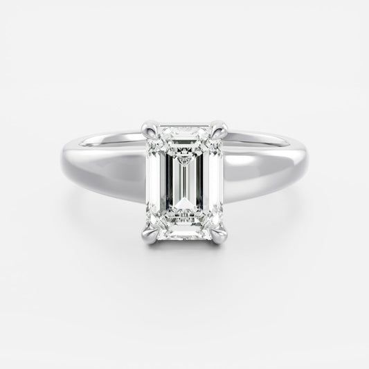 1.5 CT Emerald: Chunky Solitaire Lab Grown Diamond Engagement Ring