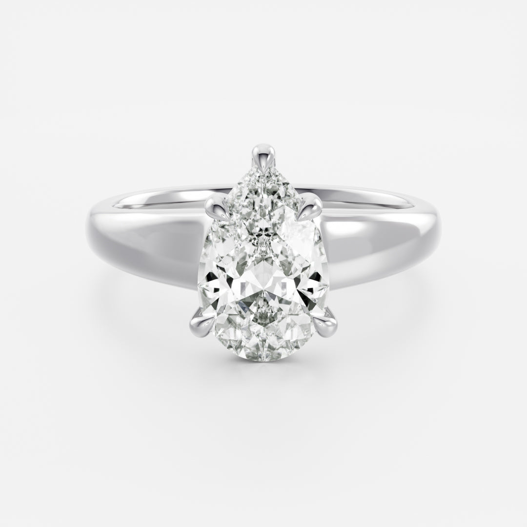 1.5 CT Pear: Chunky Solitaire Lab Grown Diamond Engagement Ring