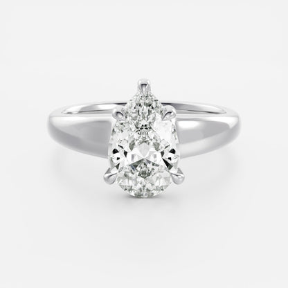 1.5 CT Pear: Chunky Solitaire Lab Grown Diamond Engagement Ring