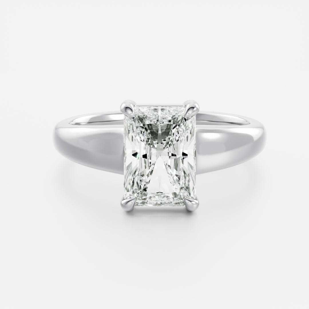 1.5 CT Radiant: Chunky Solitaire Lab Grown Diamond Engagement Ring