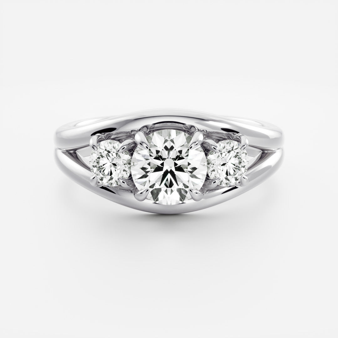 2.0 CT Round Split Shank Lab Grown Diamond Engagement Ring