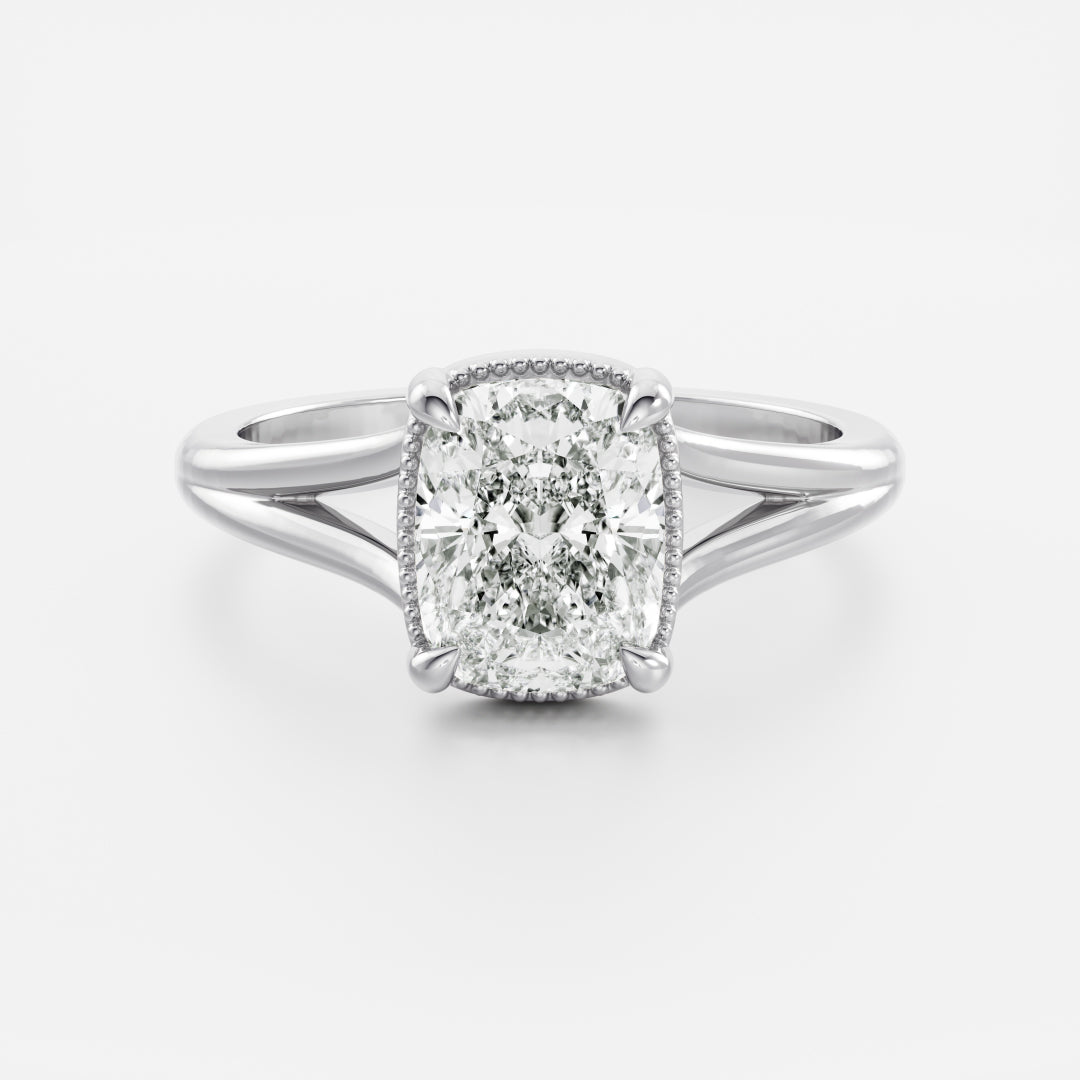 Elongated Cushion: Split Shank Milgrain Lab Grown Diamond