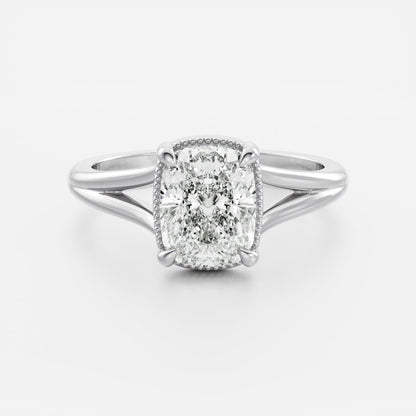 Elongated Cushion: Split Shank Milgrain Lab Grown Diamond