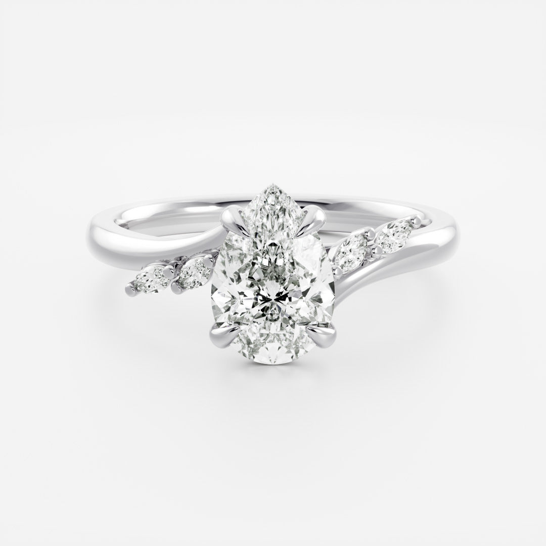 2 CT Pear: Pave Lab Grown Diamond Engagement Ring