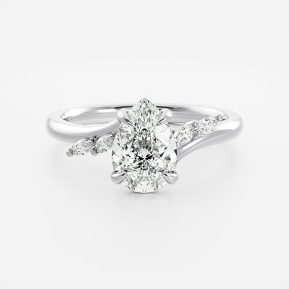 2 CT Pear: Pave Lab Grown Diamond Engagement Ring