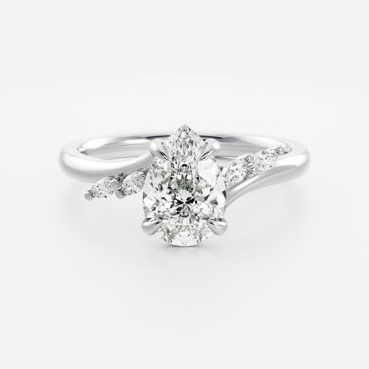 2 CT Pear: Pave Lab Grown Diamond Engagement Ring