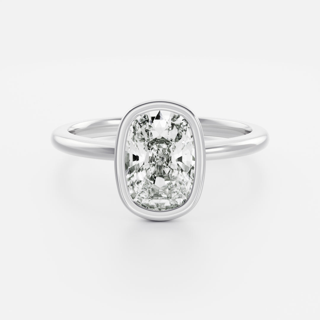 1.5 CT Elongated Cushion: Bezel Lab Grown Diamond Engagement Ring