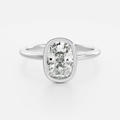 1.5 CT Elongated Cushion: Bezel Lab Grown Diamond Engagement Ring