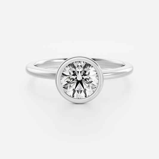 Round: Bezel Solitaire Lab Grown Diamond Engagement Ring