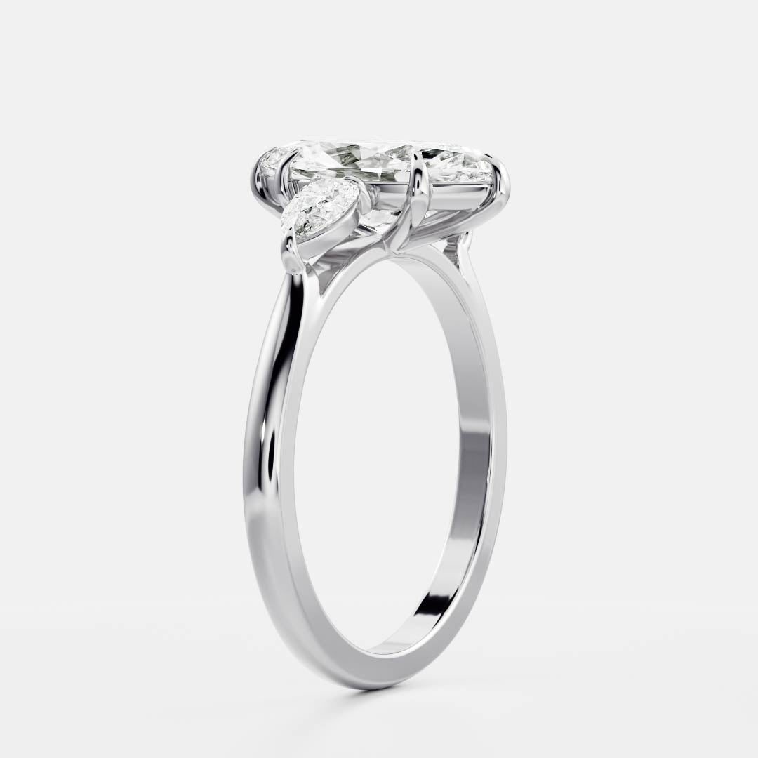 2 CT Marquise: Three Stone Lab Grown Diamond Engagement Ring