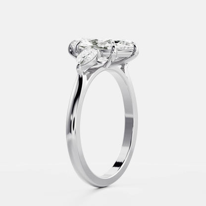 2 CT Marquise: Three Stone Lab Grown Diamond Engagement Ring