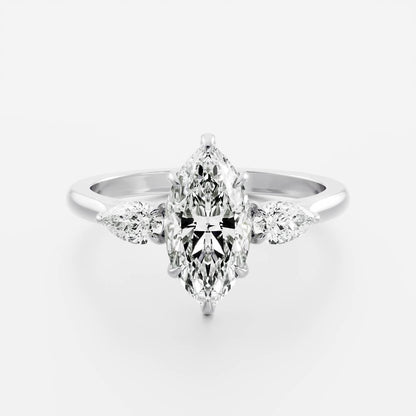 2 CT Marquise: Three Stone Lab Grown Diamond Engagement Ring