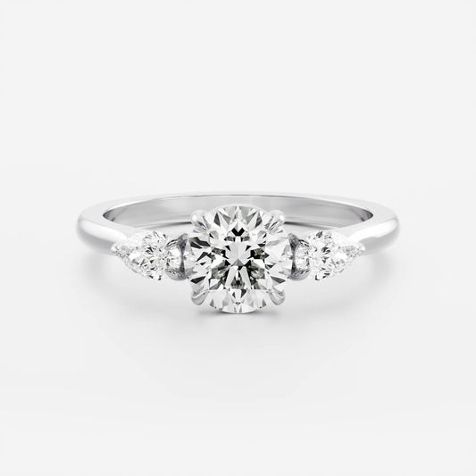 1.5 CT Round: Three Stone Lab Grown Diamond Engagement Ring