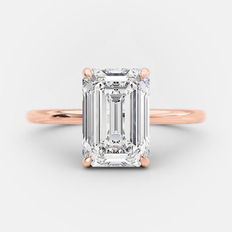 2.0 CT Emerald Cut Solitaire Style Moissanite Engagement Ring