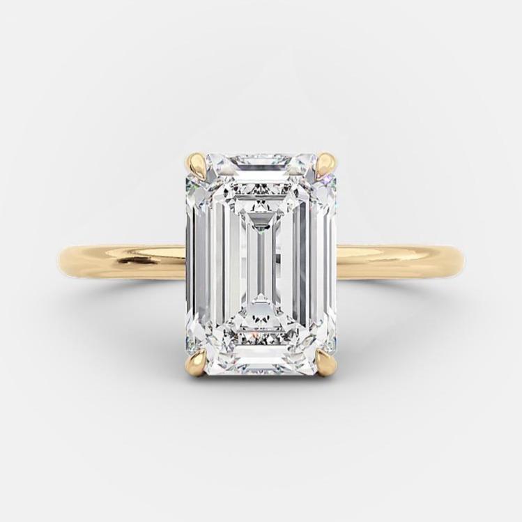 2.0 CT Emerald Cut Solitaire Style Moissanite Engagement Ring