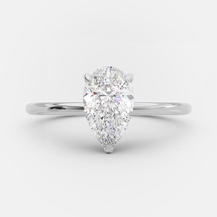 2.5 CT Pear Cut Solitaire Style Moissanite Engagement Ring