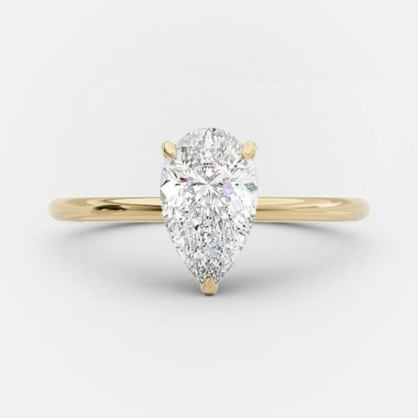 2.5 CT Pear Cut Solitaire Style Moissanite Engagement Ring