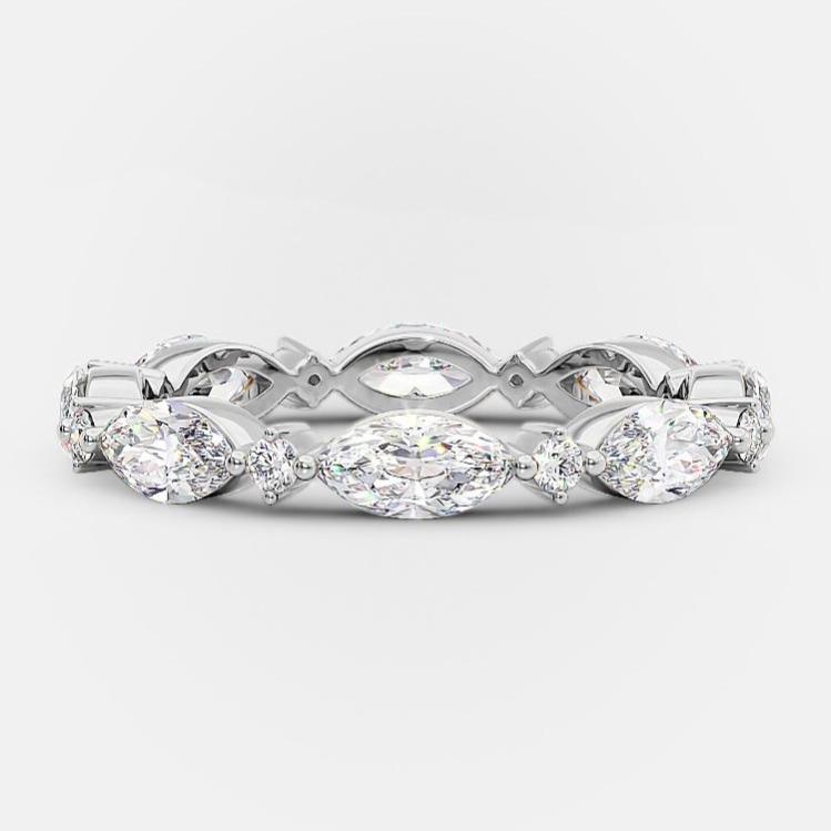 0.50 TCW Marquise And Round Cut Alternative Moissanite Wedding Band