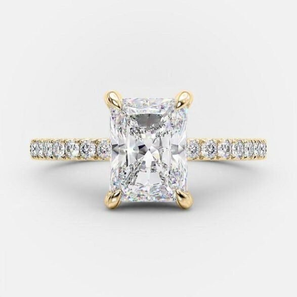 2.43 CT Radiant Solitaire & Pave Moissanite Engagement Ring