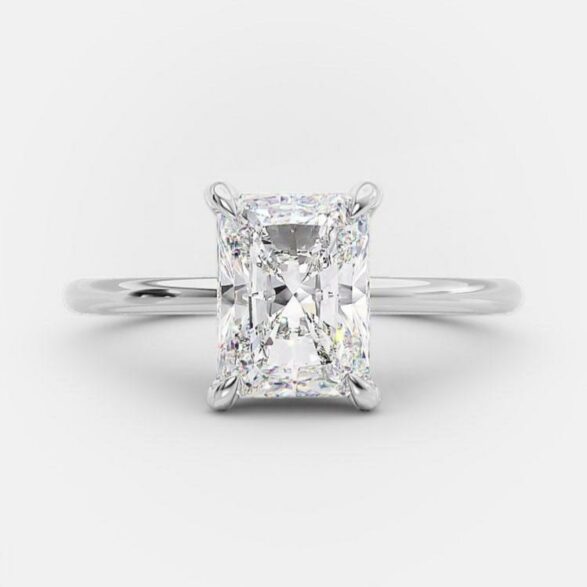 2.1 CT Radiant Cut Solitaire Style Moissanite Engagement Ring