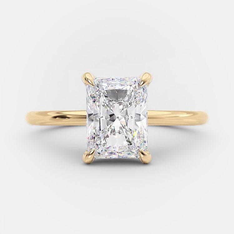 2.1 CT Radiant Cut Solitaire Style Moissanite Engagement Ring