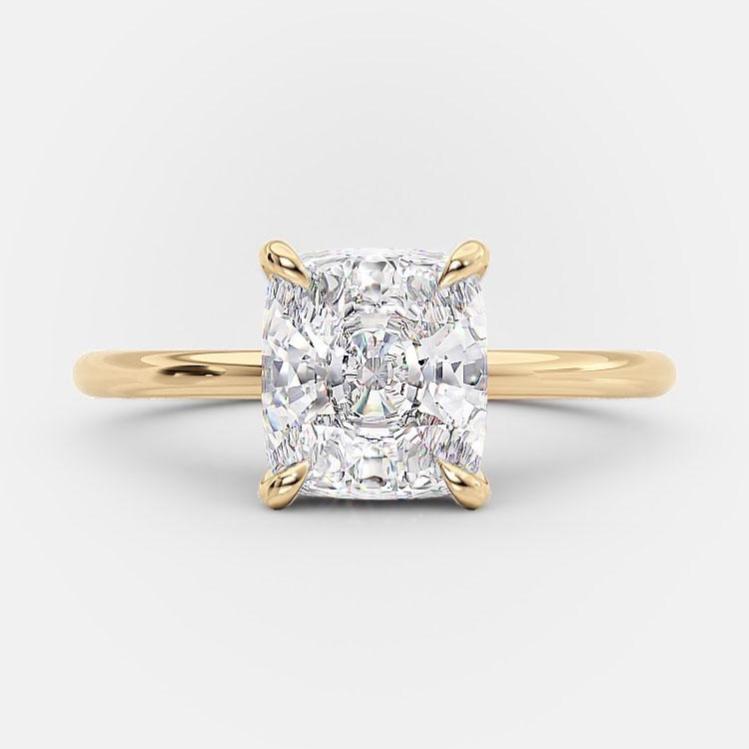 2.7 CT Cushion Solitaire Style Moissanite Engagement Ring