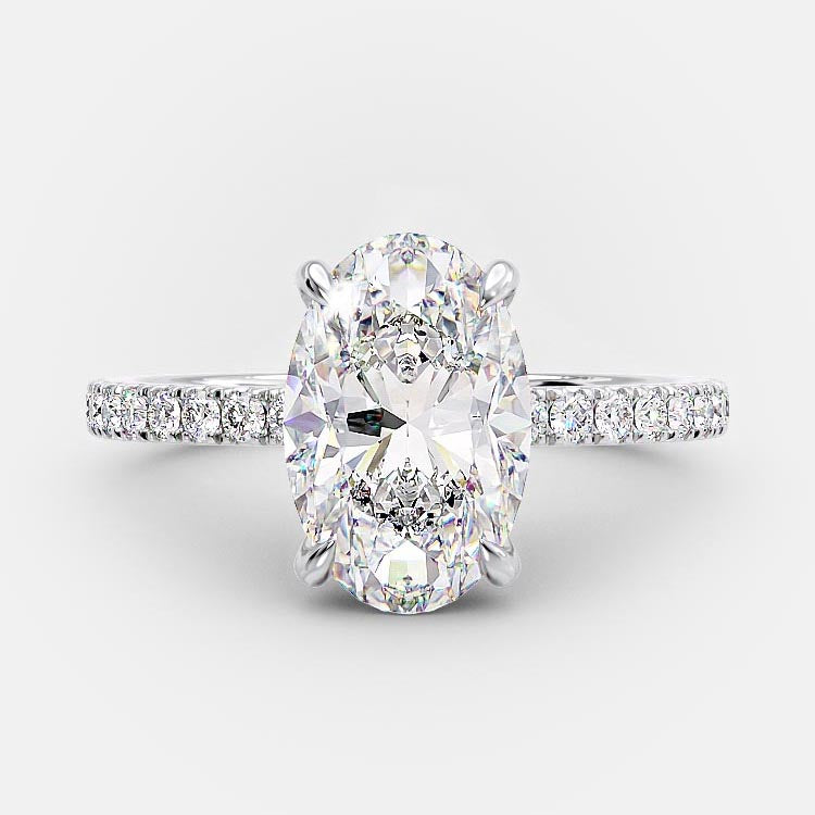 4.0 CT Oval Cut Pave Setting Moissanite Engagement Ring