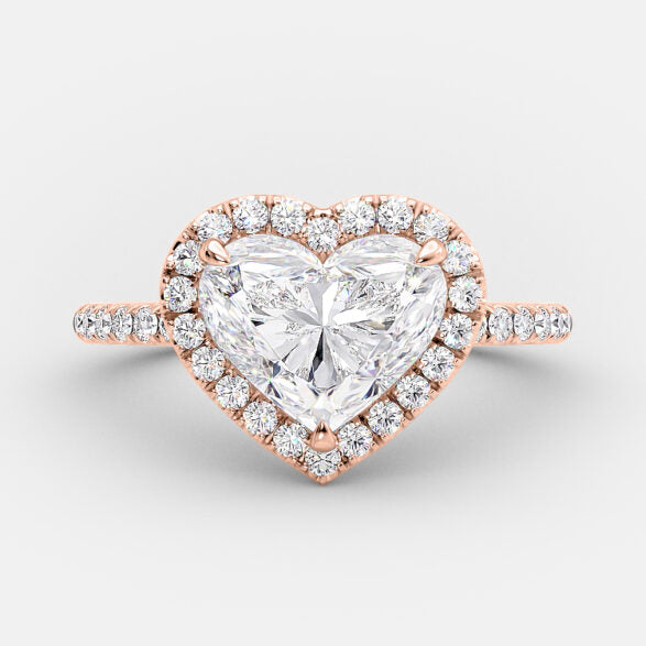 2.0 CT Heart Cut Halo Style Moissanite Engagement Ring