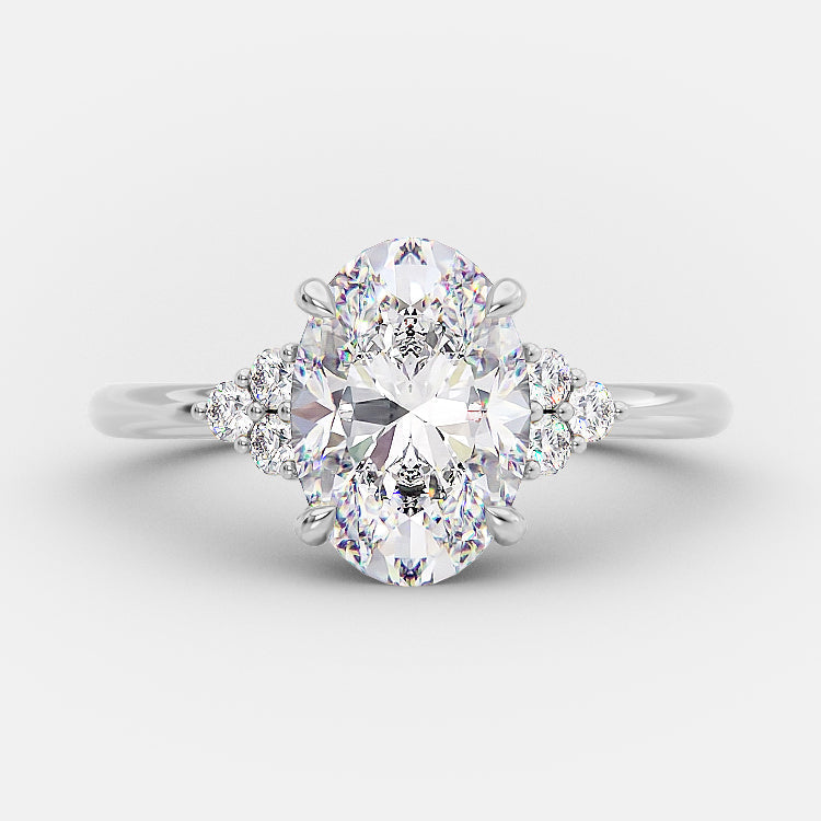 2.72 CT Oval Cut Cluster Setting Moissanite Engagement Ring