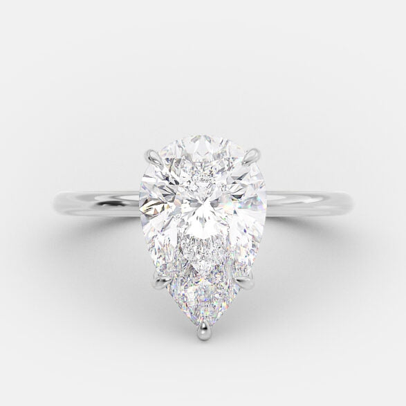 3.10 CT Pear Cut Solitaire Style Moissanite Engagement Ring