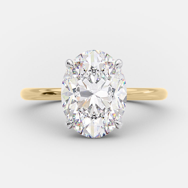 2.72 CT Oval Solitaire & Hidden Halo Moissanite Engagement Ring