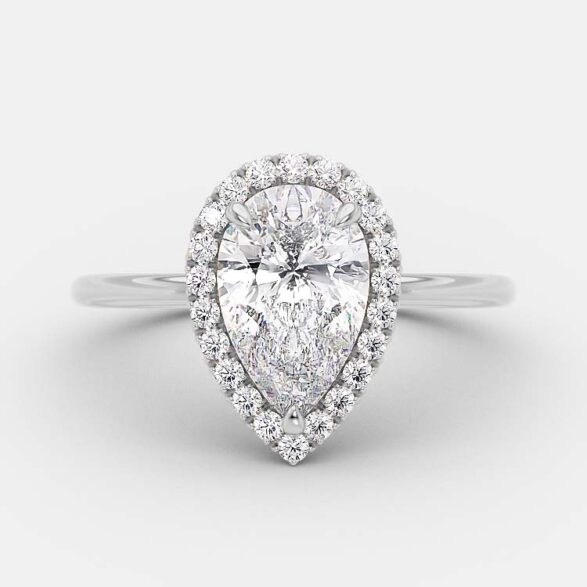 2.5 CT Pear Halo Style Moissanite Engagement Ring