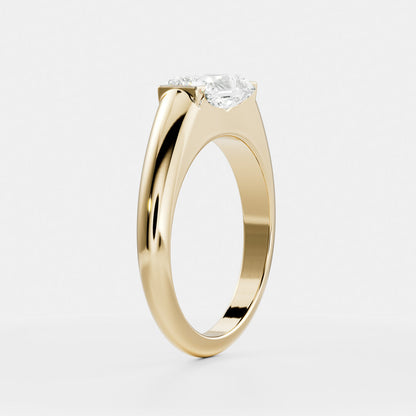 1.5 CT Radiant: Half Bezel Signet Lab Grown Diamond