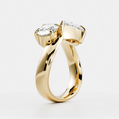 3 CT Oval & Pear: Toi Et Moi Curved Lab Grown Diamond