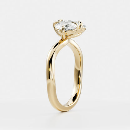 2 CT Pear & Oval: Curved Toi Et Moi Lab Grown Diamond Engagement Ring
