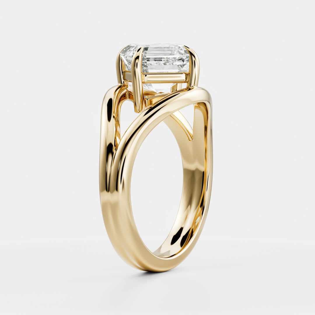 East-West Asscher: Split Shank Lab Grown Diamond