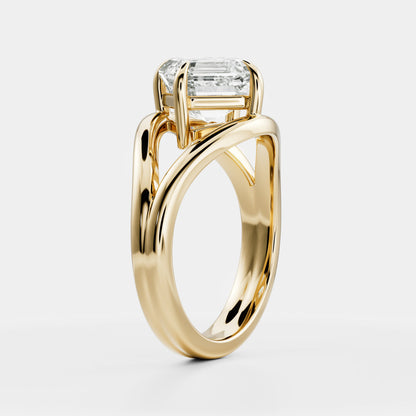 East-West Asscher: Split Shank Lab Grown Diamond